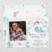 Photo mermicorn invitation anniversaire pour deux (Devant / Derrière)