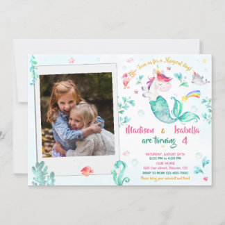 Photo mermicorn invitation anniversaire pour deux