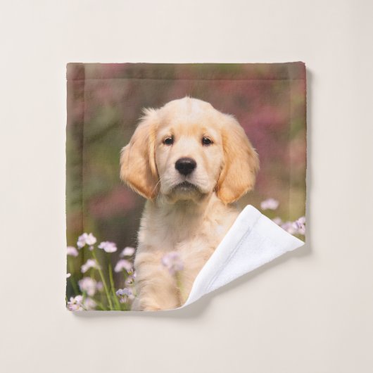 Photo mignonne d'animal de visage de chiot de (Gant de toilette)