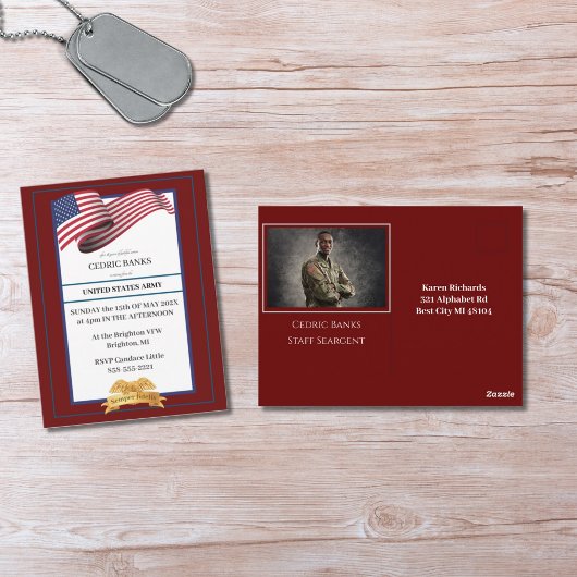 Photo Military Retirement Invitation Gold Crest