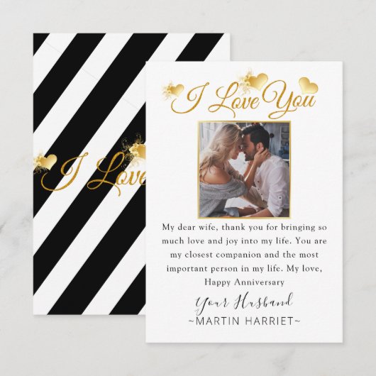 Photo Minimale Je T'Aime Carte Anniversaire Pour F (Devant / Derrière)