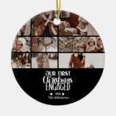 Photo Minimalist First Christmas Engaged Keramisch Ornament (Voorkant)