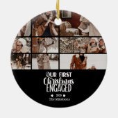Photo Minimalist First Christmas Engaged Keramisch Ornament (Achterkant)