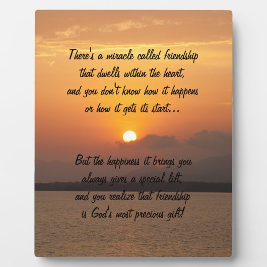 Photo Miracle de l'amitié Poem Plaque (Devant)