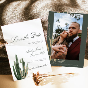 Photo Modern Cactus Enregistrer la date Invitation