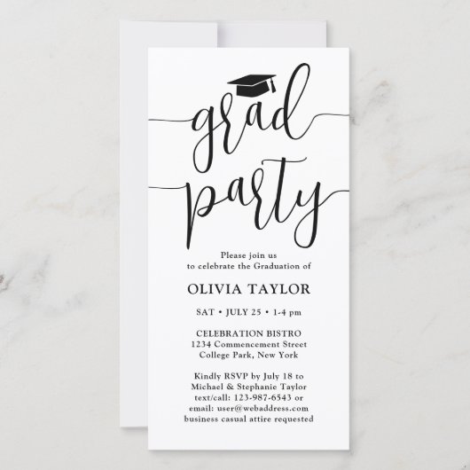Photo & Modern Script Graduation Party Invitation (Devant)