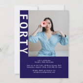 Photo moderne 40e anniversaire Invitation - bleu m (Devant)