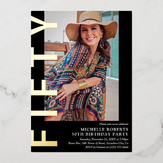 Photo moderne 50th Birthday Party Invitation (Recto)