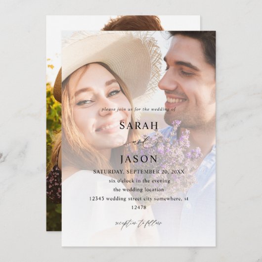 Photo moderne 7 Faire-part de mariage verticale (Devant / Derrière)