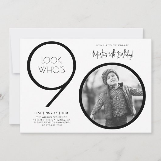 Photo moderne 90e anniversaire Invitation (Devant)
