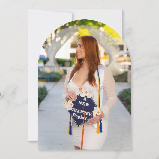 Photo Moderne Arch Script Graduation Faire-part (Dos)