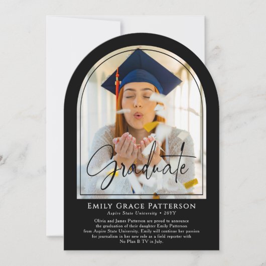 Photo Moderne Arch Script Graduation Faire-part (Devant)