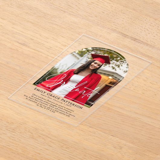 Photo Moderne Arch Script Graduation Faire-part (Poser)