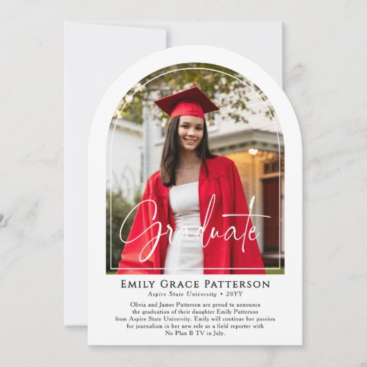 Photo Moderne Arch Script Graduation Faire-part (Devant)