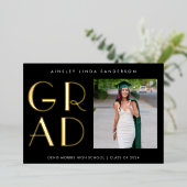 Photo moderne Black Gold Foil Grad Faire-part (Debout devant)