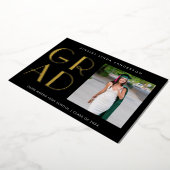 Photo moderne Black Gold Foil Grad Faire-part (Rotation)