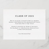 Photo moderne Black Gold Foil Grad Faire-part (Verso)