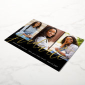 Photo moderne Black Gold Foil Grad Faire-part (Rotation)