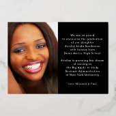 Photo moderne Black Gold Foil Grad Faire-part (Verso)