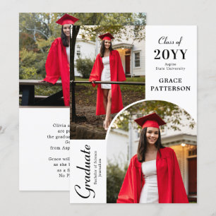Photo moderne Black White Graduation Faire-part