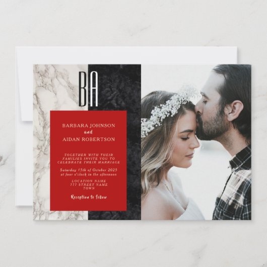 Photo moderne Black White Wedding Invitation (Devant)