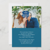 Photo moderne Bleu Blanc Faire-part de graduation (Dos)