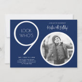 Photo moderne bleu marine 90th Birthday Invitation (Devant)