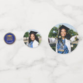 Photo moderne Blue Gold Graduation Table Confetti (Derrière)