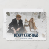 Photo moderne Blue Snow Joyeuse carte de Noël (Devant)