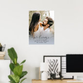 Photo moderne Calligraphie Dusty Blue Poster (Bureau à domicile)