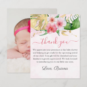 Photo moderne Carte Baby shower florale tropicale