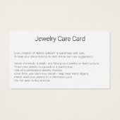 Photo moderne Carte de Soin pour Bijoux Artisanaux (Dos)