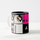 Photo moderne Collage de Mug Monogramme rose noir (Devant gauche)