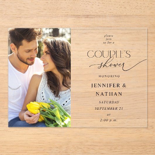 Photo moderne Couples Douche Invitation (Recto)