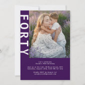 Photo moderne Dark Purple Invitation 40e anniversa (Devant)