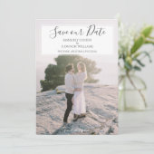 Photo Moderne de Faire-Part de Date | Blanc (Debout devant)