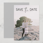 Photo Moderne de Faire-Part de Date | Noir (Devant / Derrière)