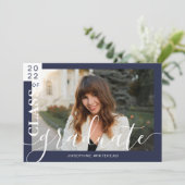 Photo moderne Diplômé Faire-part 2022 Marine Bleu (Debout devant)