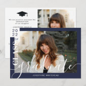 Photo moderne Diplômé Faire-part 2022 Marine Bleu (Devant / Derrière)