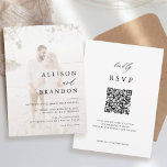 Photo moderne Elegant QR Faire-part de mariage<br><div class="desc">Photo moderne élégante QR Faire-part de mariage double face</div>