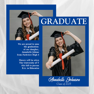 Photo moderne Faire-part de graduation en bleu