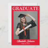 Photo moderne Faire-part de graduation rouge (Devant)