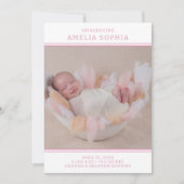 Photo moderne Faire-part de naissance fille rose (Devant)