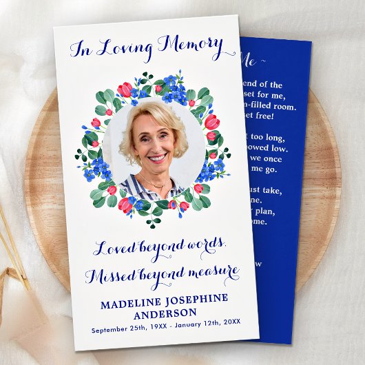 Photo moderne Floral Memorial Prayer Card Funérail