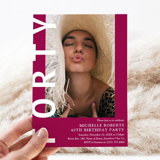 Photo moderne FORTY 40th Birthday Party Invitation