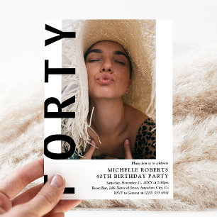 Photo moderne FORTY 40th Birthday Party Invitation