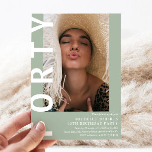 Photo moderne FORTY 40th Birthday Party Invitation