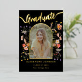 Photo moderne Graduate Faire-part Party Gold (Debout devant)