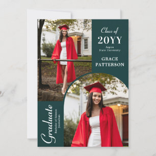 Photo moderne Green White Graduation Faire-part