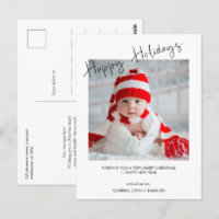 Photo moderne Happy Holidays Carte postale de Noël